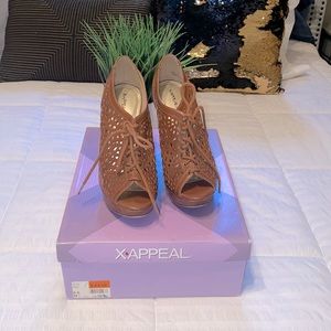 X-Appeal Tasha Cognac Ankle Mesh Heels